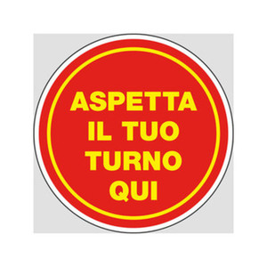 ETICHETTA ADESIVA DIAMETRO 20CM. ATTENDI IL TUO TURNO QUI - Product Image 1