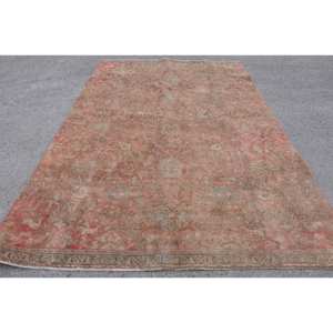 Alfombra de lana de retazos rojo Beige respetuosa con el medio ambiente tradicional, 6,6X10,4 pies, pila media, rectángulo turco, pasillo, habitación de látex para adolescentes, cabecera - Product Image 1