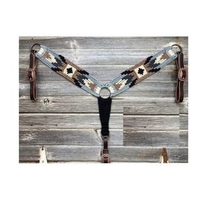 Bir kulak Headstall ve eşleşen meme yaka el-100% tiftik at Conchos Headstall seti ile bağlı - Product Image 3