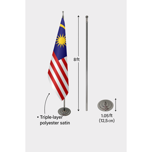 Drapeau officiel de Malaisie pour intérieur, 3x5 pieds, en satin de soie, style fanion, avec mât en aluminium pour affichage automobile et usage éducatif, numérique - Product Image 6