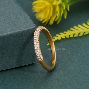 Estilo de lujo IGI Certified VVS Lab Grown Diamond 14K Oro sólido Micro Pave Anillo DE BODA apilable Joyería de lujo de gama alta - Product Image 1