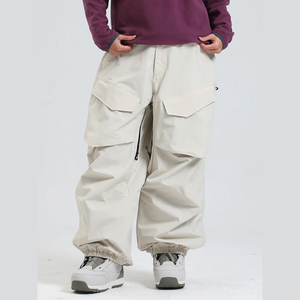 Pantalon de ski pour homme, coupe ample, avec poches cargo, KneeFlex, pour la neige urbaine et les pentes, grande taille, séchage rapide, coupe-vent, doublure polaire, imperméable - Product Image 2