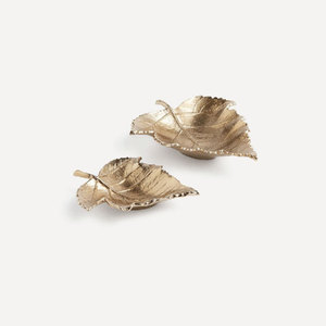 <b>Raw</b> Cast Aluminium Shiny Gold Serving Leaf Bowl Leaf <b>Tray</b> Snack Bowl Kitchenware Decorative Leaf <b>Tray</b> - Product Image 2