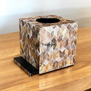Premium Handcrafted Mop Inlay Tissue <b>Box</b> Holder with <b>Floral</b> Pattern and Engraved Design for Classy Home Decor Tradebyd - Product Image 5