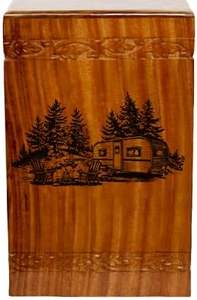 Wooden Cremation <b>Urn</b> <b>Large</b> Size Human Funeral <b>Urn</b> with Personalization (Camper) - Product Image 3