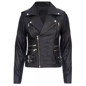 <b>Men's</b> PU Leather Moto Biker Jacket Turn-down Collar Zipper Closure Slim Fit Regular Length Solid Color Autumn Wear - Product Image 4