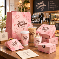 Ensemble d'emballages personnalisés AT PACK pour café avec logo, sacs en papier, boîtes alimentaires, gobelets à café et fournitures à emporter pour la marque de boulangerie et de restaurant