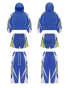 Conjunto Deportivo Cortavientos con Capucha, Diseño Más Reciente de 2025, Pantalones Acampanados, Chaqueta con Cintura Elástica, Pantalones Cortos, Estampado, Antibacteriano, Forro Polar, Invierno - Product Image 6