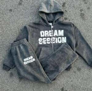 Customized Acid Wash Solid Pattern Men's 2-Piece Distressed Tracksuit Set Long Sleeve Joggers Sweatsuit for <b>Winter</b> Fashion Wear - Product Image 6