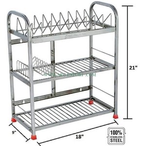 Stainless Steel Shining Polished Metallic Luxury Kitchen Racks Wall Hanging Organization and <b>Storage</b> Racks for Kitchen <b>Accessory</b> - Product Image 2