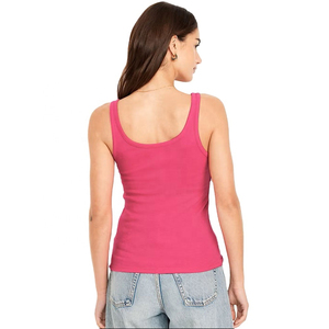 Camiseta sin mangas rosa para mujer, Spandex ajustada de algodón camiseta sin mangas, ropa informal y deportiva, camiseta sin mangas para niñas, fabricante de etiqueta privada OEM - Product Image 4