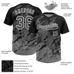 Nouvel arrivage de maillots de baseball unisexes de softball à motif 3D noir et blanc à deux boutons maillots de baseball en polyester à impression numérique respirants - Product Image 4