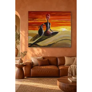 Impression sur toile : Femme africaine Fida assise avec une jarre d'eau au coucher du soleil - Product Image 4