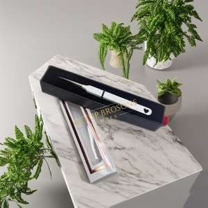 Pince à épiler GETUP BROSONS IMPEX en acier inoxydable à pointe lisse blanche, anti-magnétique, anti-statique, préhension parfaite, 10 mm - Product Image 1