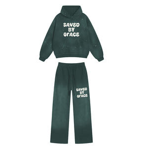 Top Quality Street Style Tracksuit Ruff Style Vintage Blank Acid Wash Tracksuit Casual Sweat Suit With <b>Screen</b> Printed Logo - Product Image 2