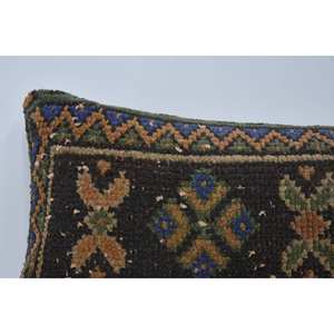 Almohada Kantha de lana de 12x24 pulgadas Vintage bohemio, cojín tejido bordado de retales marrones para ropa de cama, uso decorativo en el suelo del hogar - Product Image 2
