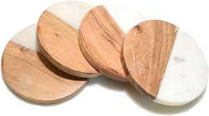 Posavasos de Madera Natural Modernos, Hechos a Mano, Ecológicos, con Diseño Personalizado, Grabado Láser, Acabado en Nogal y Bambú, Lavables - Product Image 3