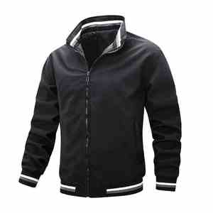 Chaqueta de béisbol de lona cómoda para hombre de etiqueta privada con diseño de grafiti de estilo callejero con cuello levantado de concha de nailon - Product Image 3