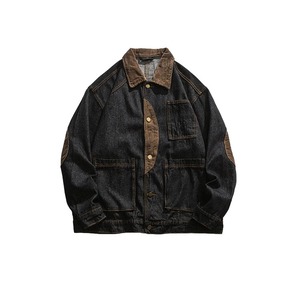 2024 hiver Collection hommes à la mode haute rue Denim vestes haut nouveauté Patchwork décontracté vêtements de travail manteaux - Product Image 1