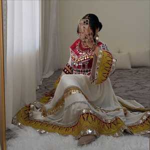 Nouvelle Arrivée Robes de Soirée Bohèmes Vintage en Velours Lourd Brodé pour Femmes, Tenues de Mariage Afghanes et Pakistanaises, Teintes Unies - Product Image 3