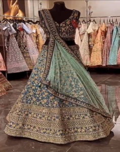 Vêtements de travail d'été pour adultes élégants paillettes de broderie en soie Chinon avec rembourrage Cancan et toile Patta - Product Image 3
