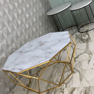 Soporte de mesa de libros de tubo cuadrado de hierro de Metal dorado de diseño nórdico moderno de primera clase con tapa de mármol blanco para decoración del hogar o del Hotel - Product Image 1