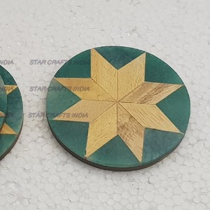 New Style Handmade Round Tea Best Coaster Wood Diamond Pattern Resin Best Coaster | Set of 4 for Office & Home - Product Image 5