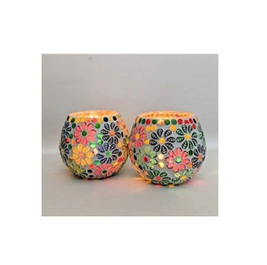 Support de lumière en T en verre mosaïque décoratif de vacances combinaison de couleurs parfaite pour la décoration de la maison et la décoration de fête de mariage - Product Image 5