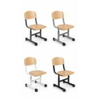 Chaise d'étudiant moderne ARSU à hauteur réglable avec pieds en T, revêtement en poudre, capuchons en plastique, siège en contreplaqué, structure métallique – Offre Spéciale pour l'école
