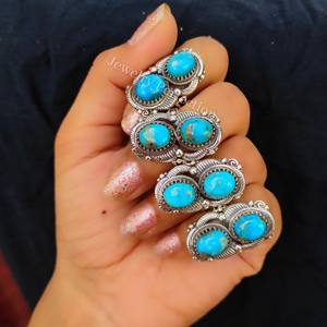 Vente en gros de bagues en argent sterling 925 plaqué turquoise d'Arizona, bijoux faits à la main, tendance actuelle, turquoise naturelle - Product Image 2