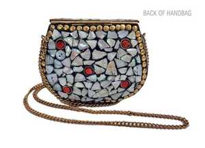 Bolso de mano hecho a mano para mujer, fregona de Metal, bolso de hombro móvil de resina, acabado de piedra, acabado Wending con Animal - Product Image 2