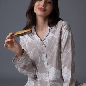 ชุดนอนผ้าคอตตอนสำหรับผู้หญิงชุดนอนแบบนุ่มกางเกงตัวบนสวมใส่สบายใส่อยู่บ้านชุดกลางคืนชุดสูทห้องนอนสไตล์เลานจ์ - Product Image 3