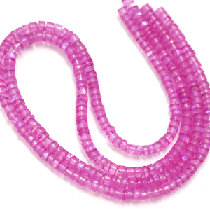 Hermosas Cuentas Heishi de Piedra Lunar Rosa Lila Brillante en Forma de Neumático, 15 Pulgadas, Cuentas de Piedra Lunar Rosa en Forma de Rueda al por Mayor - Product Image 2