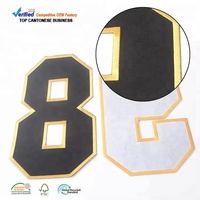 Logo brodé sur tissu sergé personnalisé en gros, chiffres et lettres brodés pour vêtements de sport