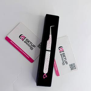 Pince à cils à paillettes, outil de précision à pointe argentée lisse à 90 degrés avec cœur de démon en acier inoxydable - Product Image 3