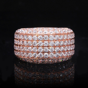 Anillo de lujo para hombre de 10K, 14K, 18K, oro, tendencia de Hip Hop, VVS Lab Grown, alfabeto redondeado de diamante completo para bodas, Bisutería - Product Image 1