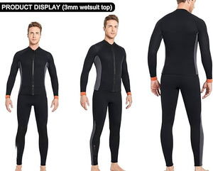 Rash Guard complet pour homme | un corps noir uni et des manches audacieuses à motifs bleus. - Product Image 2