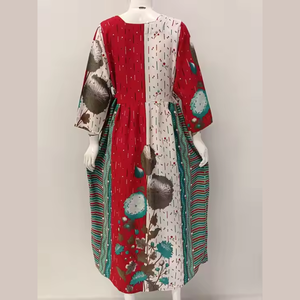 CHRYSANTA Robe midi décontractée à manches longues en rayonne de qualité supérieure avec col carré pour l'été - Product Image 5