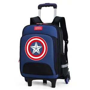 Capital American School Bag With Trolly Design Lunch Bag Kits Boy's Liked Navy Red White Classic Colors Back To School Bag