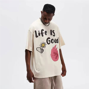 เสื้อยืดพิมพ์ลายพัฟฟ์ทรงหลวมสไตล์ลำลองสำหรับผู้ชาย เหมาะสำหรับใส่ในชีวิตประจำวัน - Product Image 1