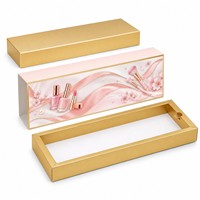 Boîte à tiroir rose doré pour emballage d'ongles press-on, boîte cadeau cosmétique avec poignée en ruban
