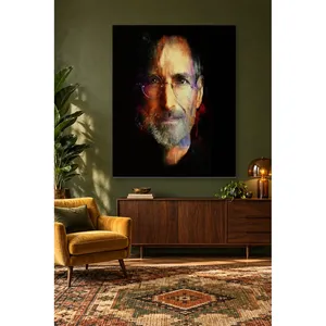 Portrait de Steve Jobs avec lunettes rondes sur fond noir, impression sur toile - Product Image 5