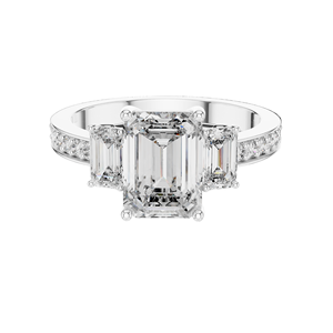 2.66 CT <b>Emerald</b> Cut Lab Diamond 3-Stone <b>Ring</b> for Women VVS-VS EF CVD 18KT, 14KT, 10KT Gold & 925 <b>Silver</b> Rose, Yellow, - Product Image 2