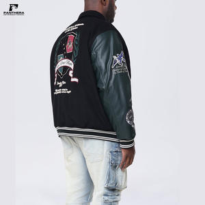 แจ็กเก็ตเบสบอลสีดำวินเทจสำหรับผู้ชายเสื้อแจ็กเก็ตหนังแท้แขนเสื้อเลตเทอร์แมนสำหรับผู้ชายเสื้อผ้าฤดูหนาว - Product Image 6