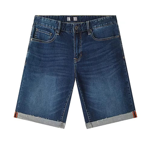 Pantalones Cortos de Lona Vaquera de Alta Calidad, Pantalones Casuales de Cintura Alta, Jeans Azules, Cintura Elástica con Cordón, Secado Rápido para Hombre, 180g Digital - Product Image 1