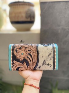 ใหม่กระเป๋าคลัทช์แกะสลักมือดีไซน์แบบวินเทจกระเป๋าเงินหนังวัวขนสัตว์กระเป๋าสตางค์ใส่บัตรเครดิตอเนกประสงค์ขายดีของขวัญ - Product Image 3