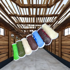 Costa Sports Multi Colors Horse Brushing Boots with Elastic & Velcro Straps <b>Fur</b> & Rexin Material Horse Safety Sports Style - Product Image 1