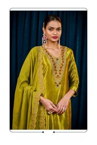 Artriddhs gaji Silks ชุดเสื้อผ้าทางการอินเดียและปากีสถานดีไซน์ใหม่ - Product Image 3