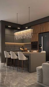 Gabinete de cocina de granito MDF de estilo clásico de lujo moderno con laca acrílica puerta fregadero grifo cajón deslizante bisagra madera Villas - Product Image 2