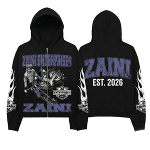 Sudadera con Capucha Negra para Hombre, 320 GSM, Felpa de Algodón y Poliéster Premium, Cierre Completo, Personalizable con Impresión DTF, Serigrafía, Bordado y Logotipo con Impresión Puff - Product Image 1